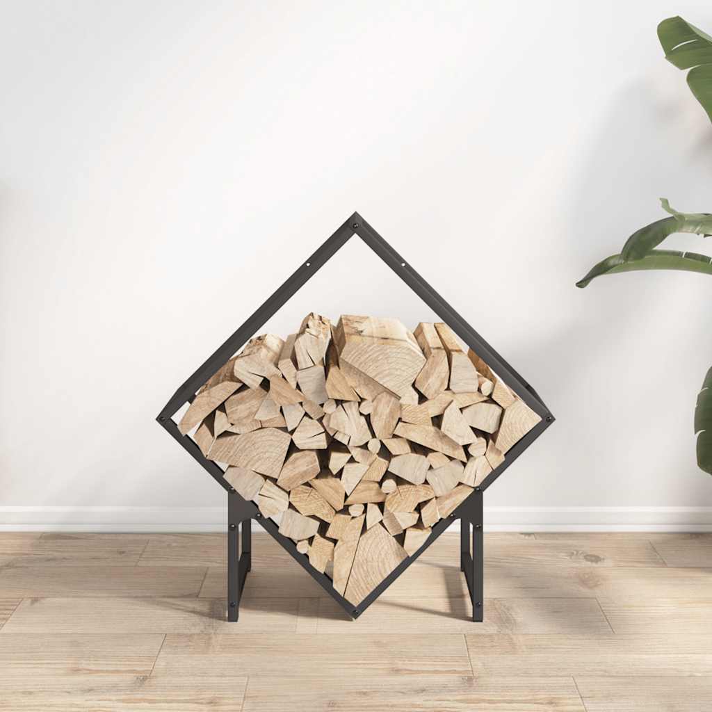 vidaXL Polttopuuteline Musta 60x25x60 cm Kylmävalssattua terästä