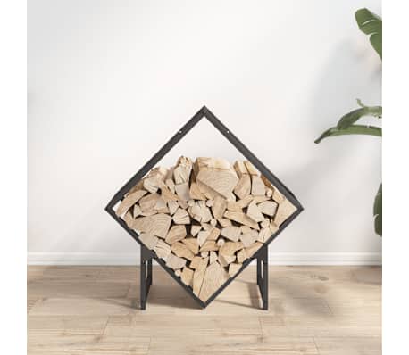 vidaXL Stalak za drva crni 60x25x60 cm Hladno valjani čelik