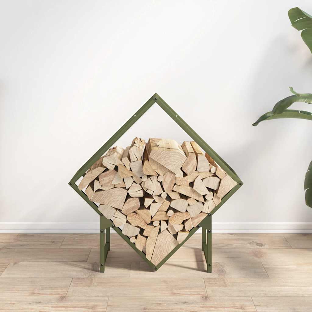 vidaXL Brandhoutrek 60x25x60 cm koudgewalst staal olijfgroen afbeelding