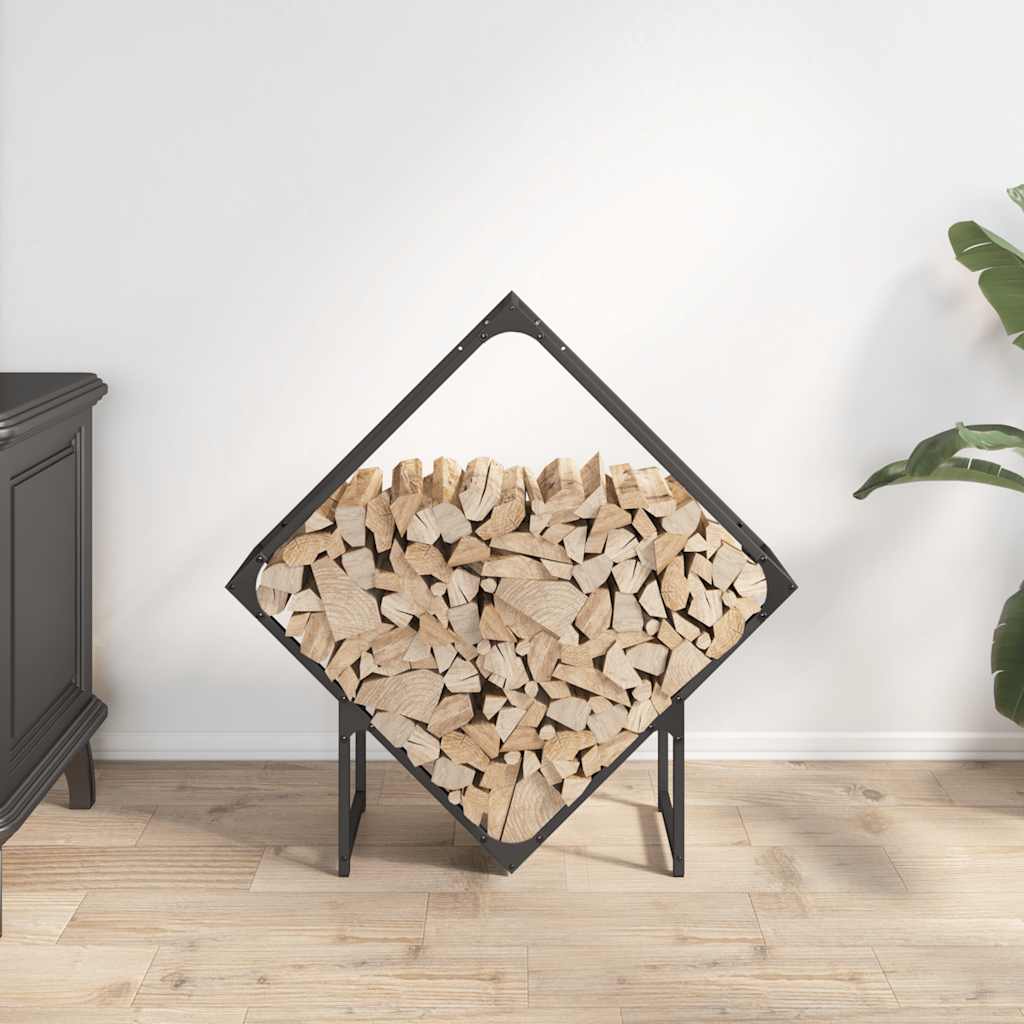 vidaXL Brandhoutrek 80x25x80 cm koudgewalst staal zwart afbeelding