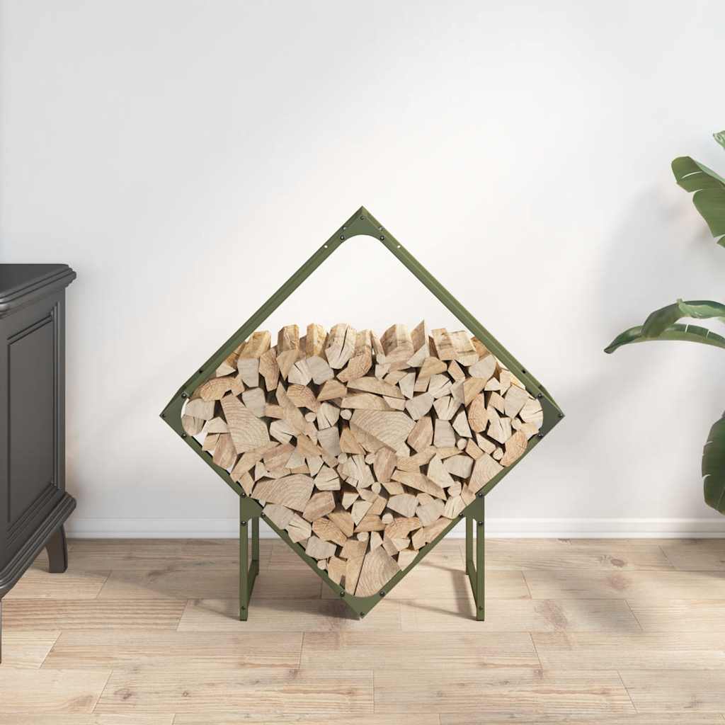 vidaXL Brandhoutrek 80x25x80 cm koudgewalst staal olijfgroen afbeelding