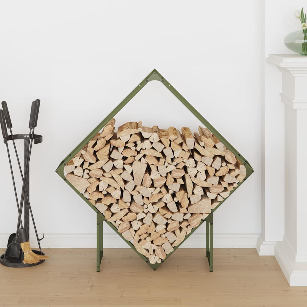 vidaXL Brandhoutrek 100x25x100 cm koudgewalst staal olijfgroen afbeelding