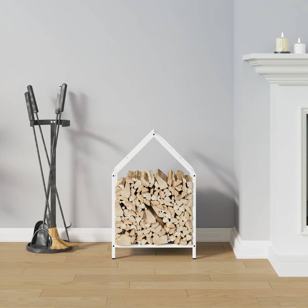 vidaXL Brandhoutrek 40x25x60 cm koudgewalst staal wit afbeelding