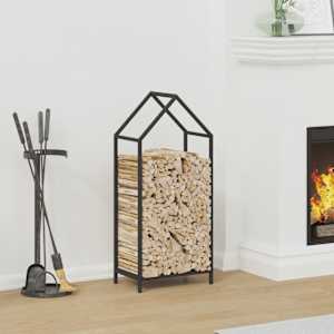 Stojalo za drva črno 40x25x90 cm hladno valjano jeklo