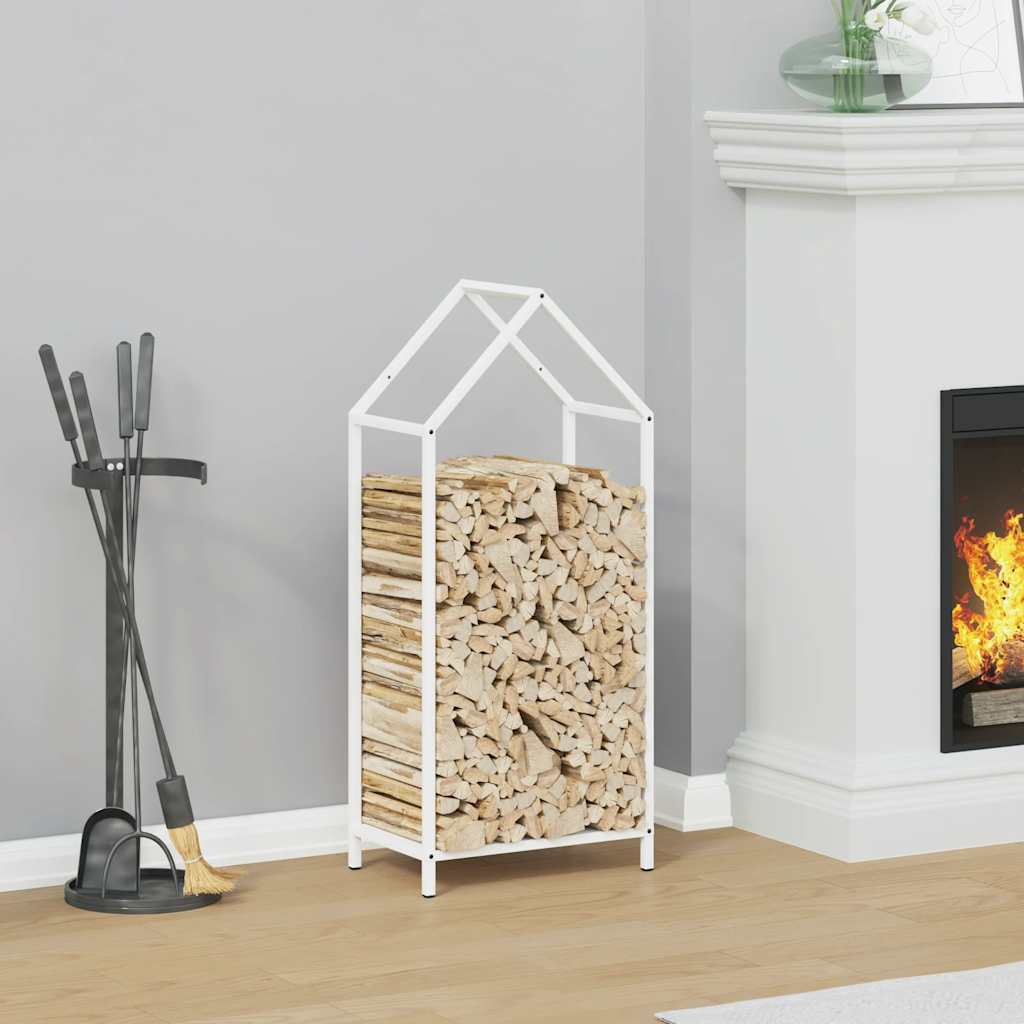 vidaXL brændestativ 40x25x90 cm koldvalset stål hvid