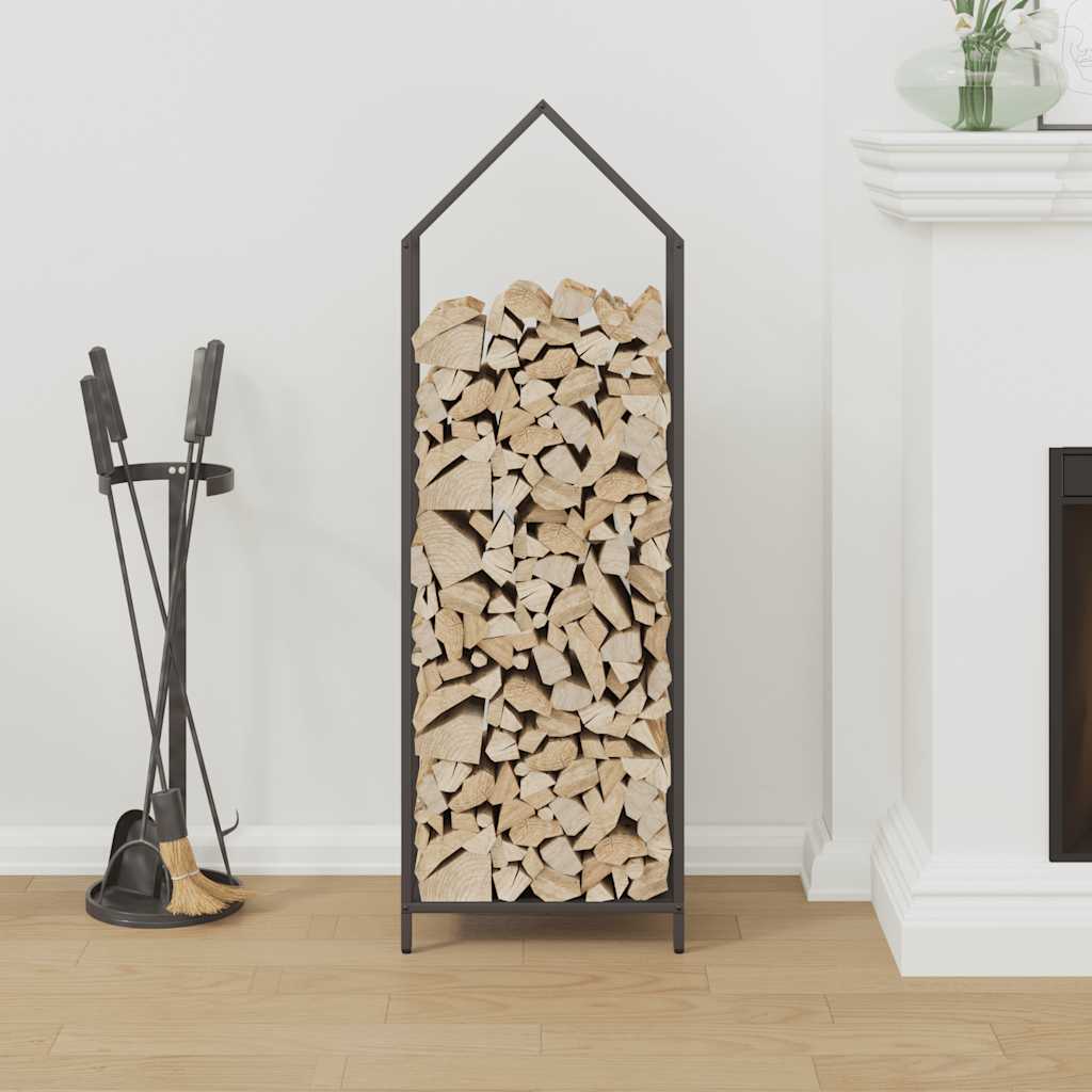 vidaXL fekete hidegen hengerelt acél tűzifatároló 40x25x120 cm