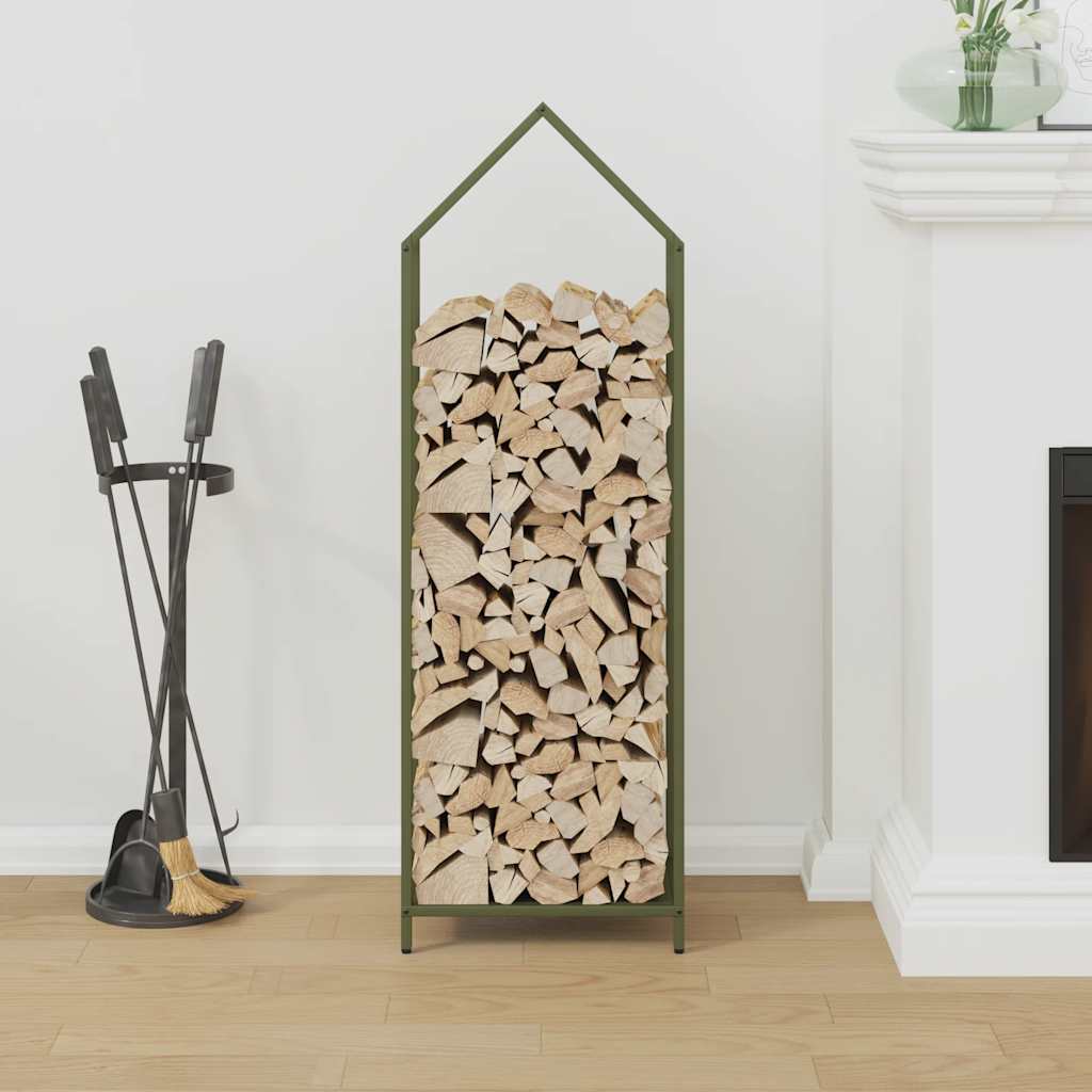 vidaXL olívazöld hidegen hengerelt acél tűzifatároló 40x25x120 cm