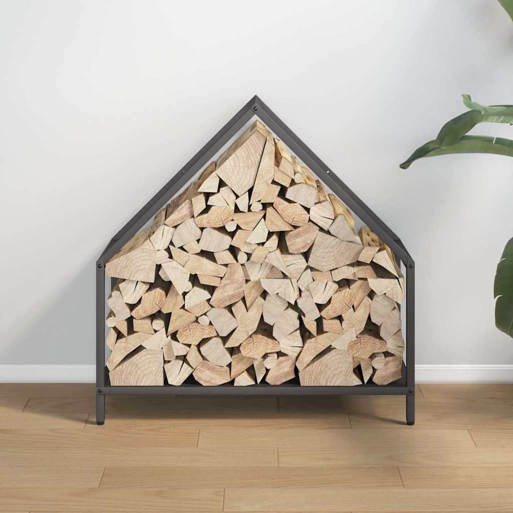 vidaXL Brandhoutrek 60x25x60 cm koudgewalst staal zwart afbeelding