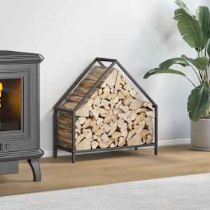 Stojalo za drva črno 60x25x60 cm Hladno valjano jeklo