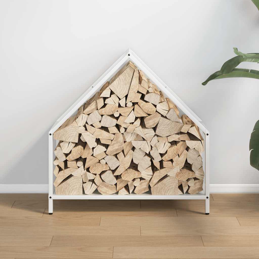 vidaXL Brandhoutrek 60x25x60 cm koudgewalst staal wit afbeelding