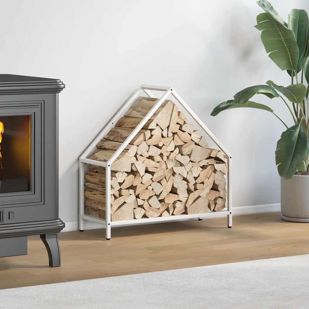 vidaXL brændestativ 60x25x60 cm koldvalset stål hvid