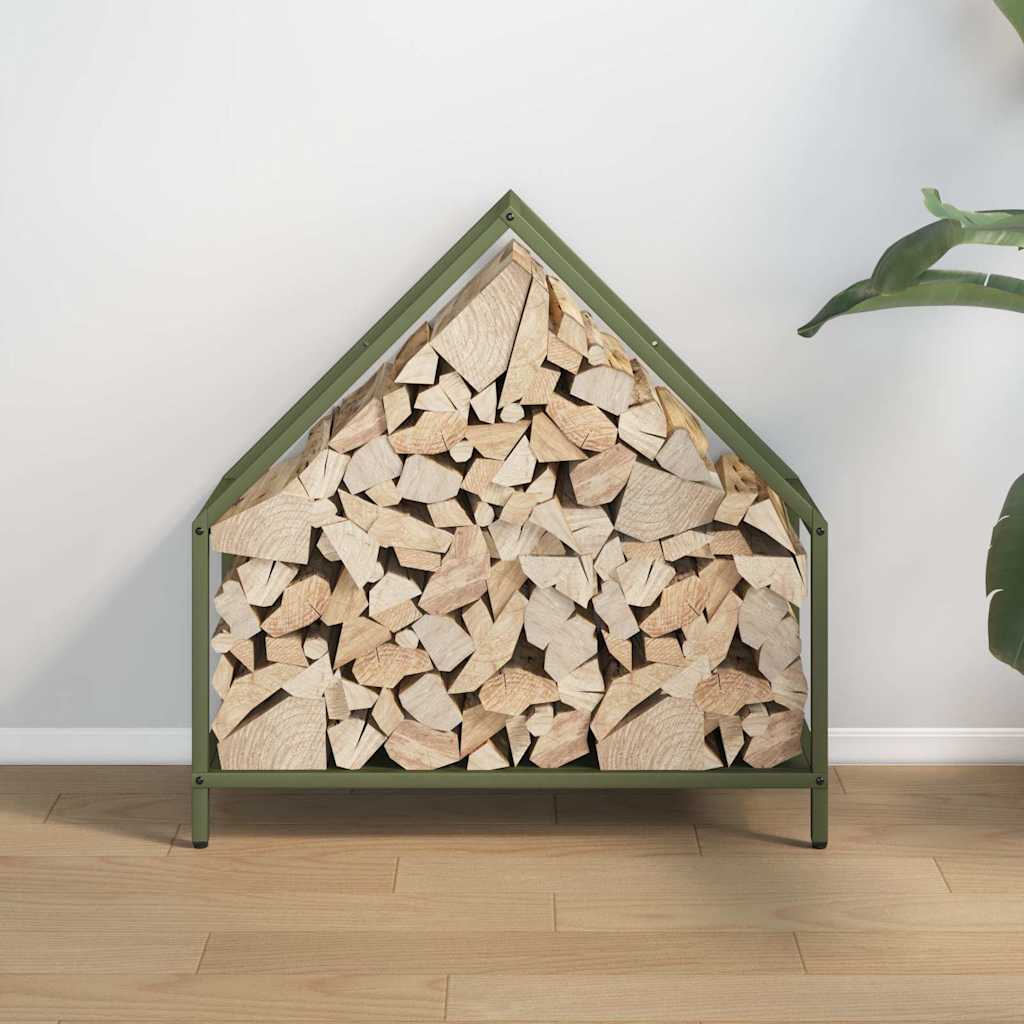 vidaXL Brandhoutrek 60x25x60 cm koudgewalst staal olijfgroen afbeelding