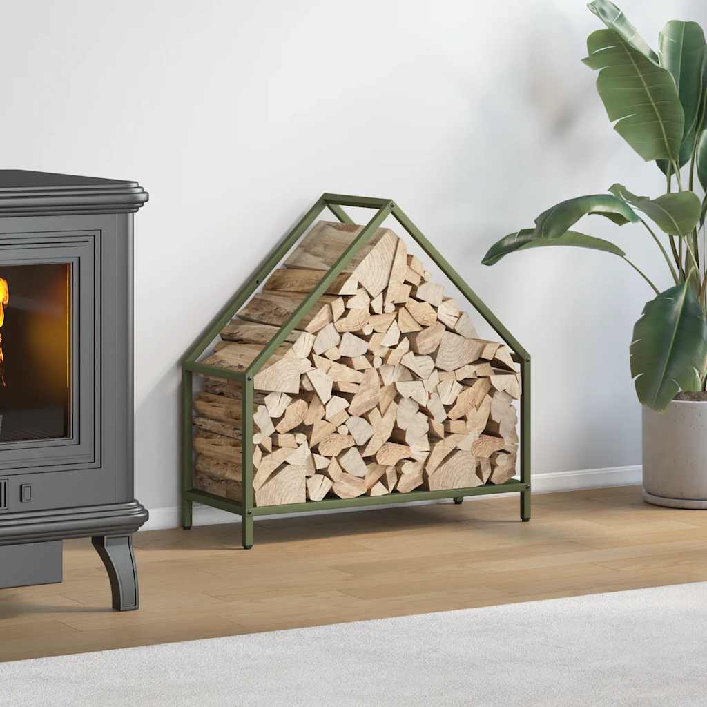 vidaXL Rastrelliera per Legna da Ardere Verde Oliva 60x25x60 cm