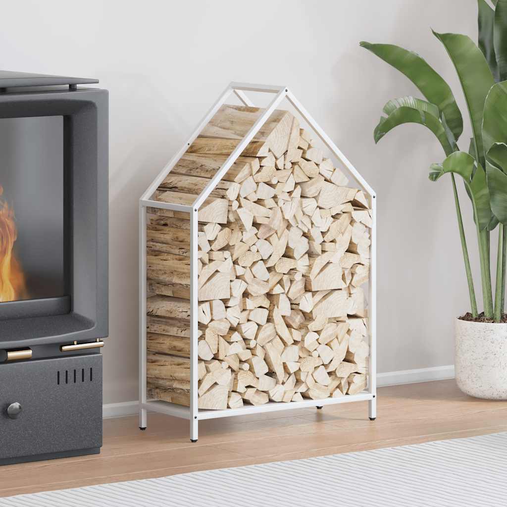 vidaXL brændestativ 60x25x90 cm koldvalset stål hvid