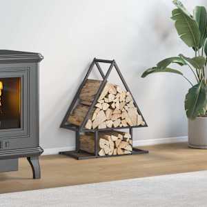 Stojalo za drva črno 50x25x60 cm hladno valjano jeklo