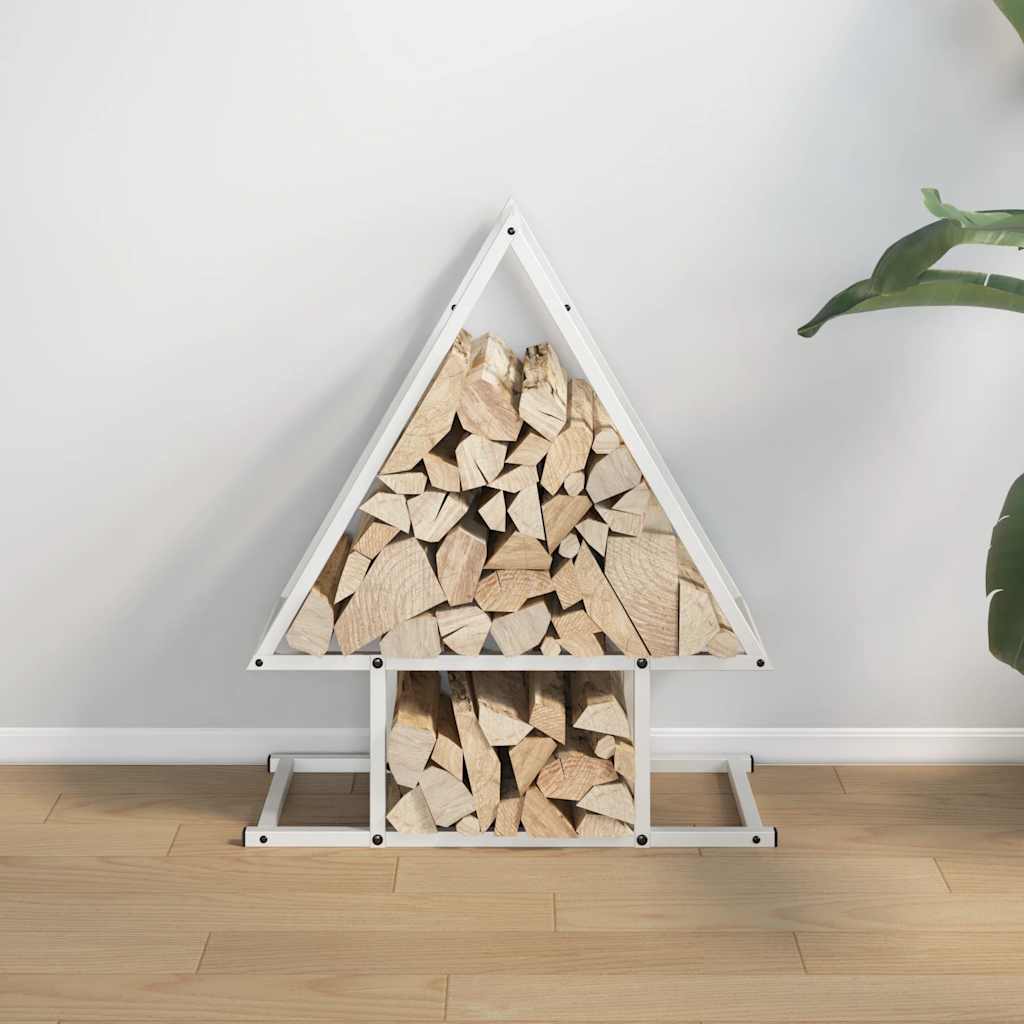 vidaXL Brandhoutrek 50x25x60 cm koudgewalst staal wit afbeelding