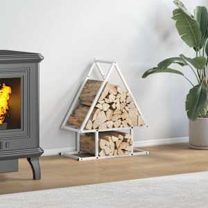 Stojalo za drva belo 50x25x60 cm hladno valjano jeklo