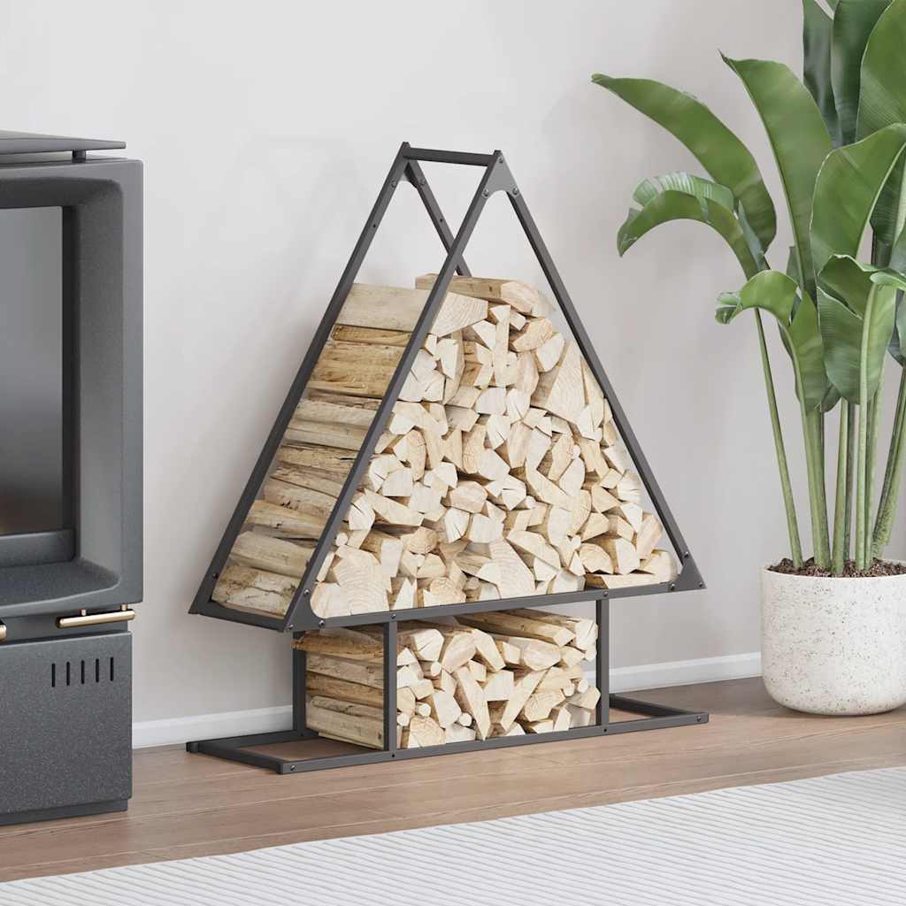 Photos - Fireplace Accessory VidaXL Firewood Rack Black 80x25x90 cm Cold-rolled steel