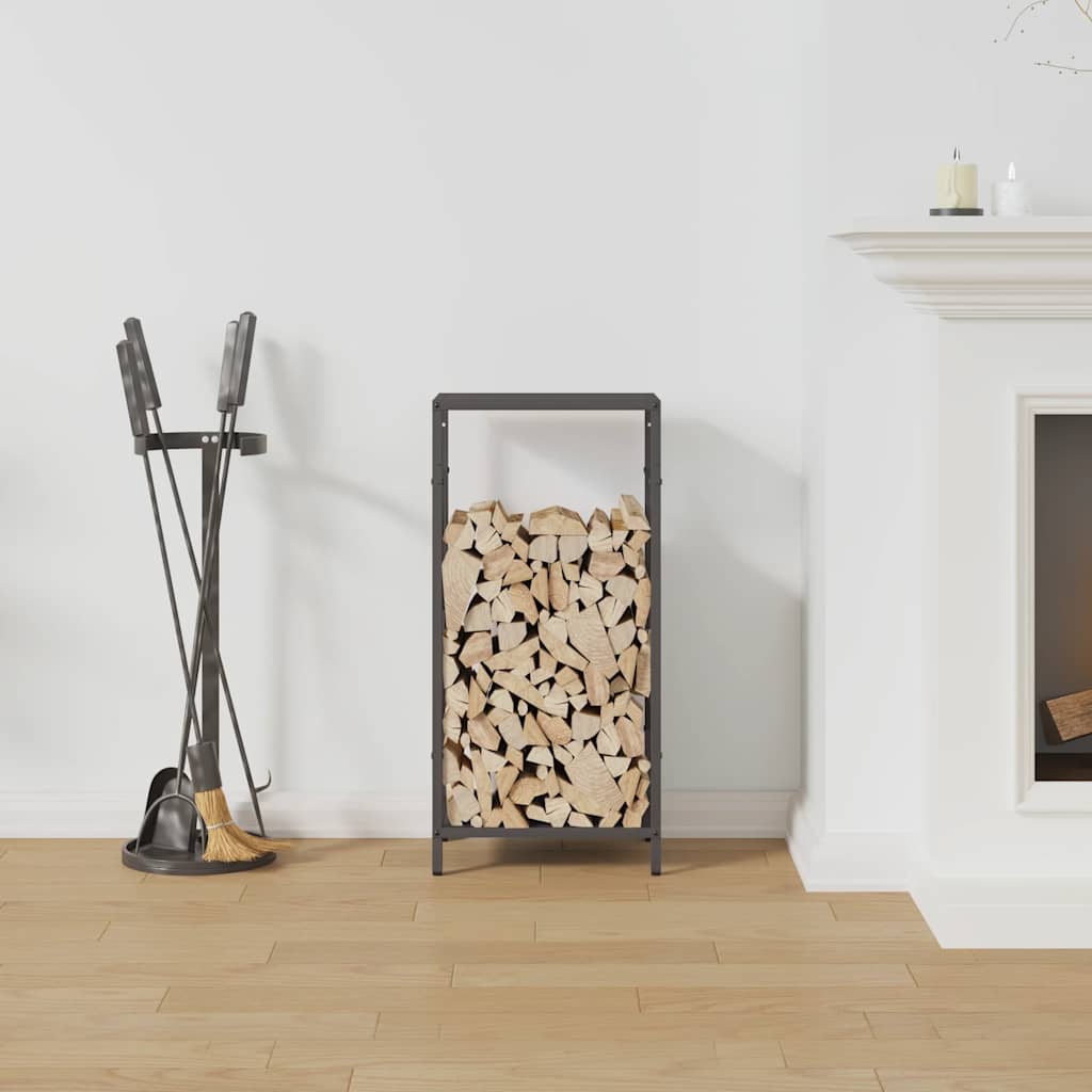 vidaXL Polttopuuteline Musta 34x25x70 cm Kylmävalssattua terästä