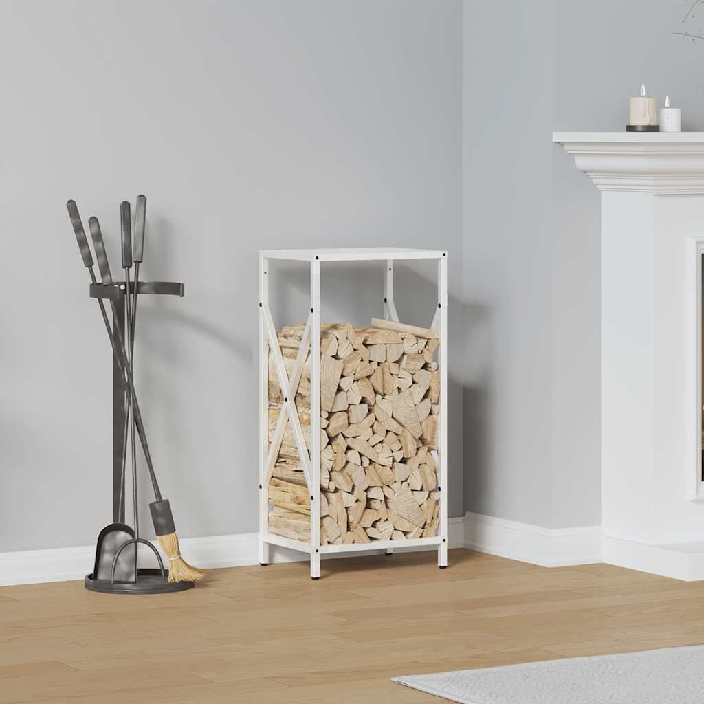 vidaXL brændestativ 34x25x70 cm koldvalset stål hvid