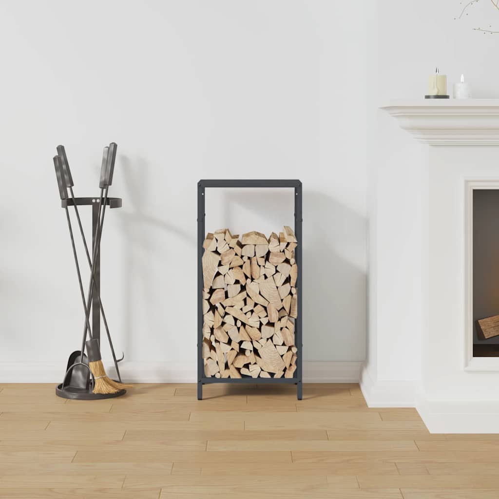 vidaXL Brandhoutrek 34x25x70 cm koudgewalst staal antracietkleurig afbeelding