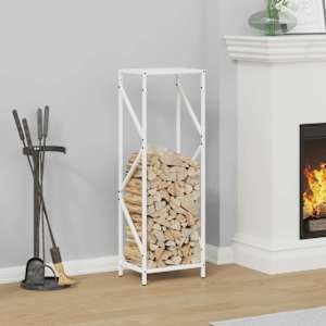 Stojalo za drva White 34x25x100 cm Hladno valjano jeklo
