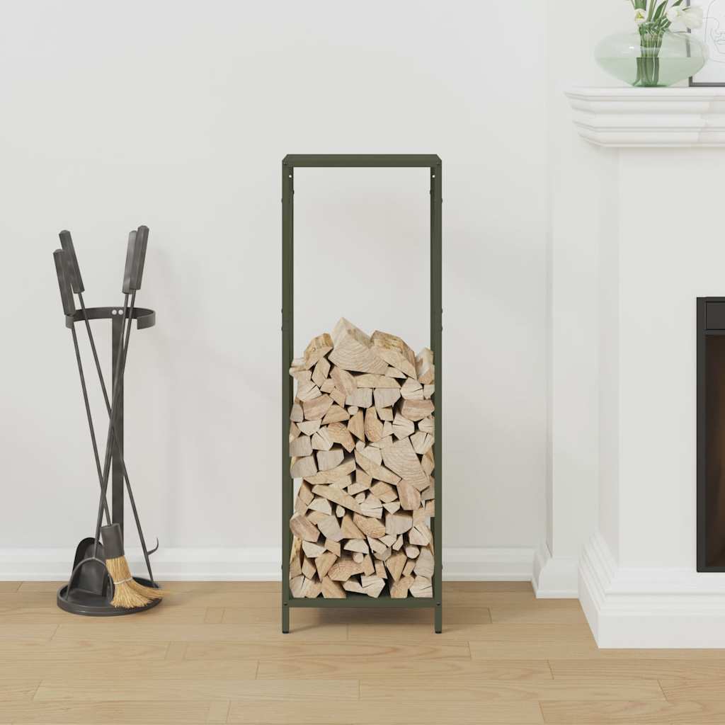 vidaXL Brandhoutrek 34x25x100 cm koudgewalst staal olijfgroen afbeelding