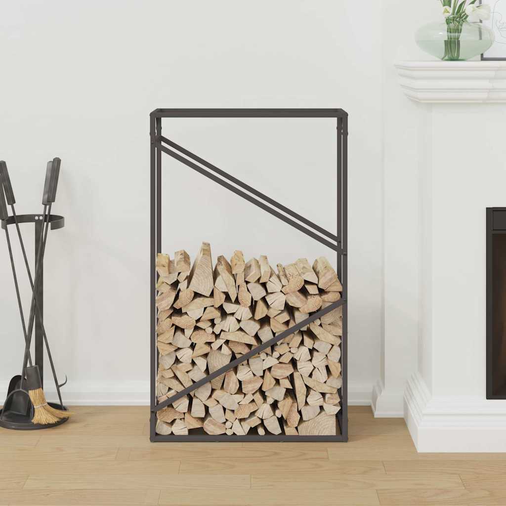vidaXL Brandhoutrek 60x25x100 cm koudgewalst staal zwart afbeelding