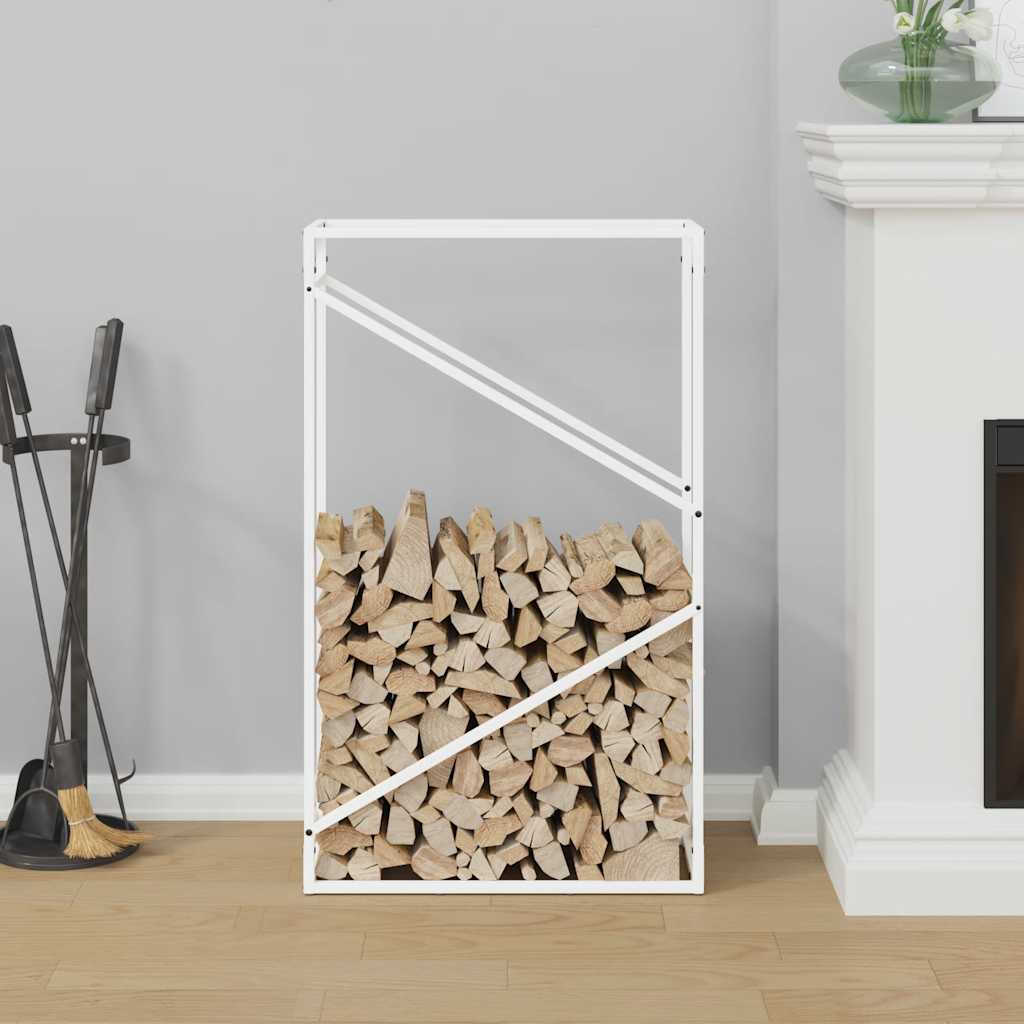 vidaXL fehér hidegen hengerelt acél tűzifatároló 60x25x100 cm