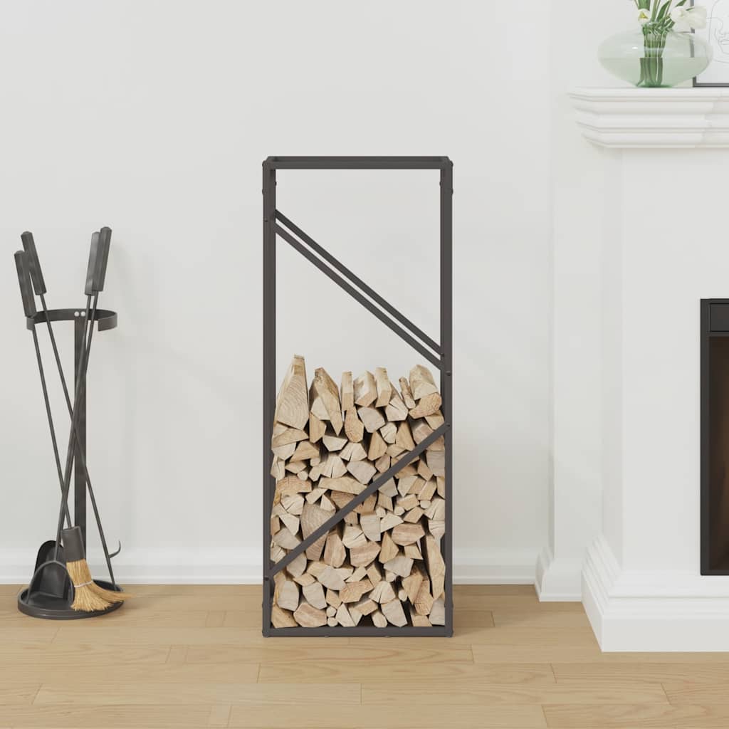 vidaXL Brandhoutrek 40x25x100 cm koudgewalst staal zwart afbeelding