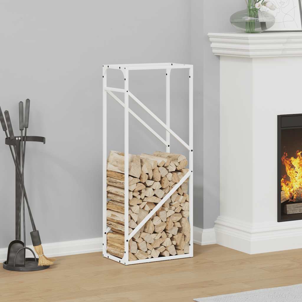 vidaXL brændestativ 40x25x100 cm koldvalset stål hvid