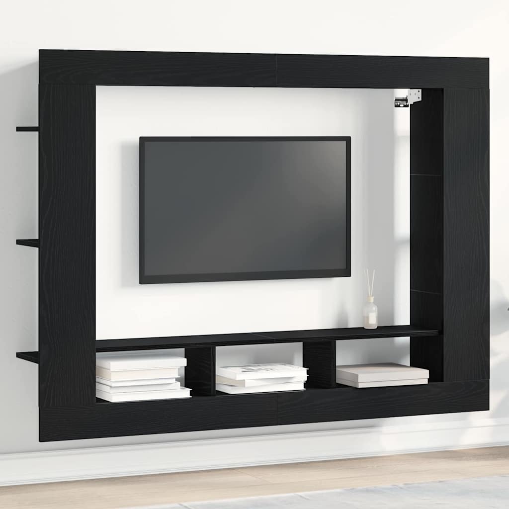 TV-Wandschrank Schwarz Eiche 152x22x113 cm