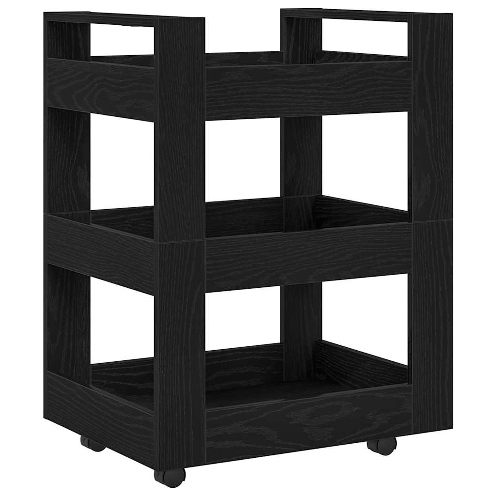 Keittiövaunu Musta tammi 60x45x80 cm Tekninen puu