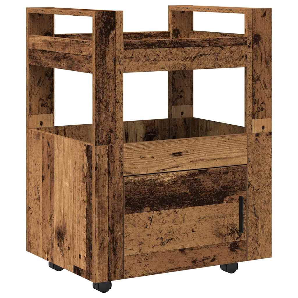 Keittiövaunu Vanha Puu 60x45x80 cm Tekninen Puu
