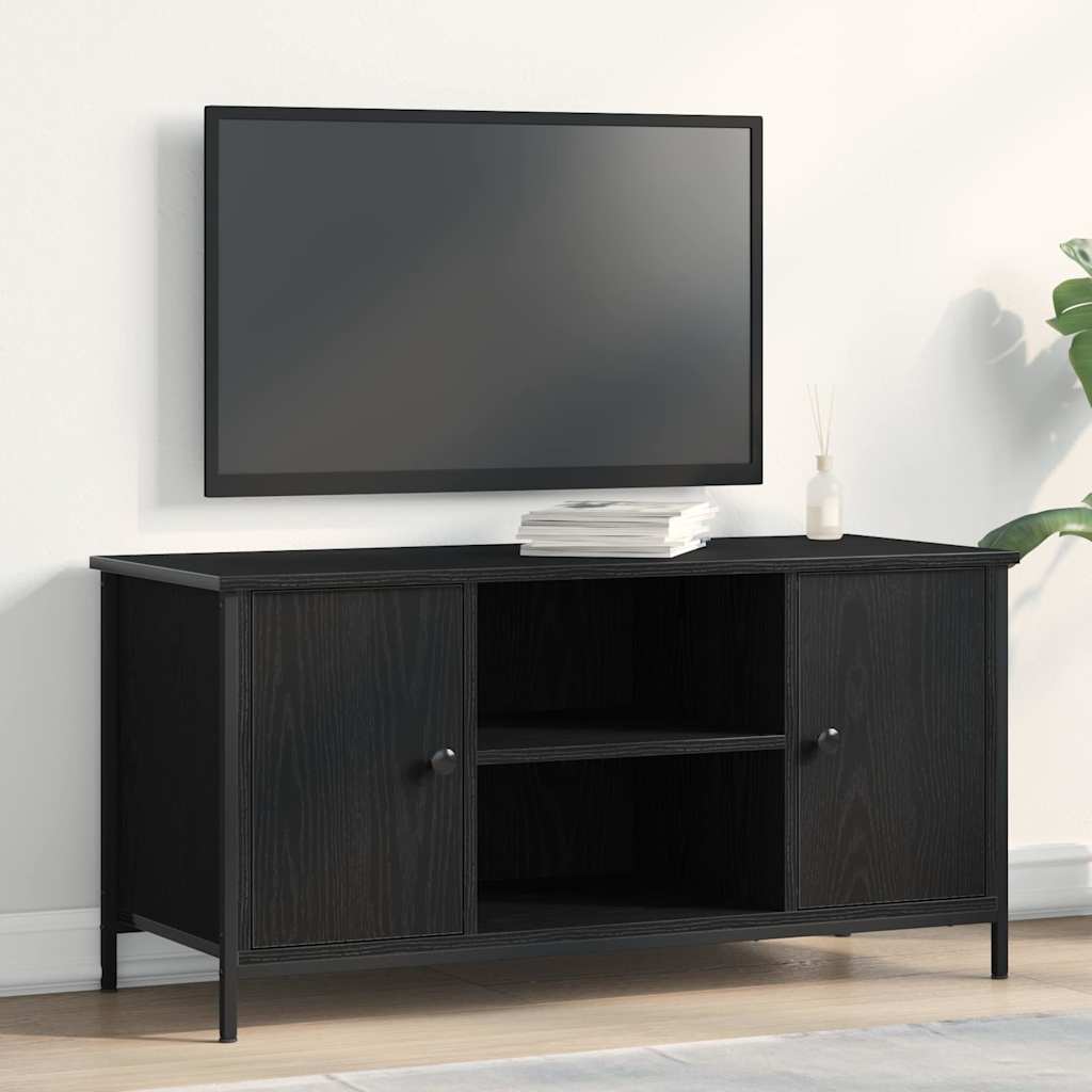 TV Kapp Must Tamme 100x40x50 cm Töödeldud Puit ja Teras