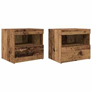 Noční skříňka se zásuvkou 2 pcs Staré dřevo 50 x 40 x 45 cm - obrázek 2