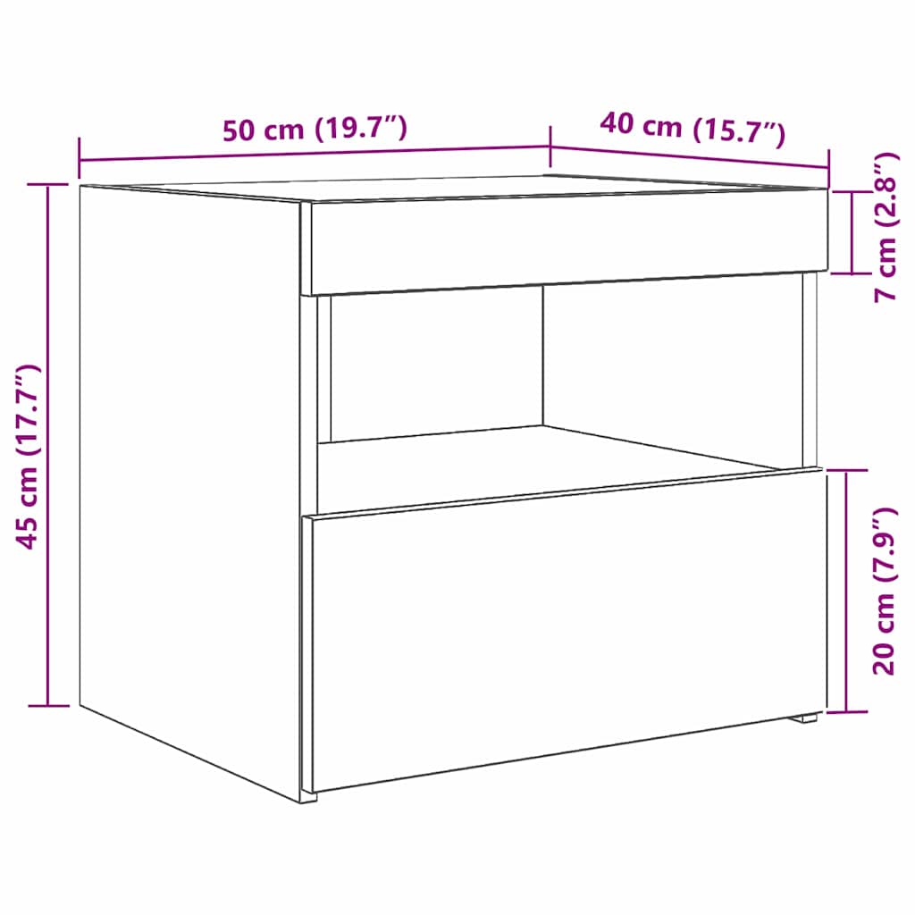 Noční skříňka se zásuvkou 2 pcs Artisanový dub 50 x 40 x 45 cm - obrázek 15