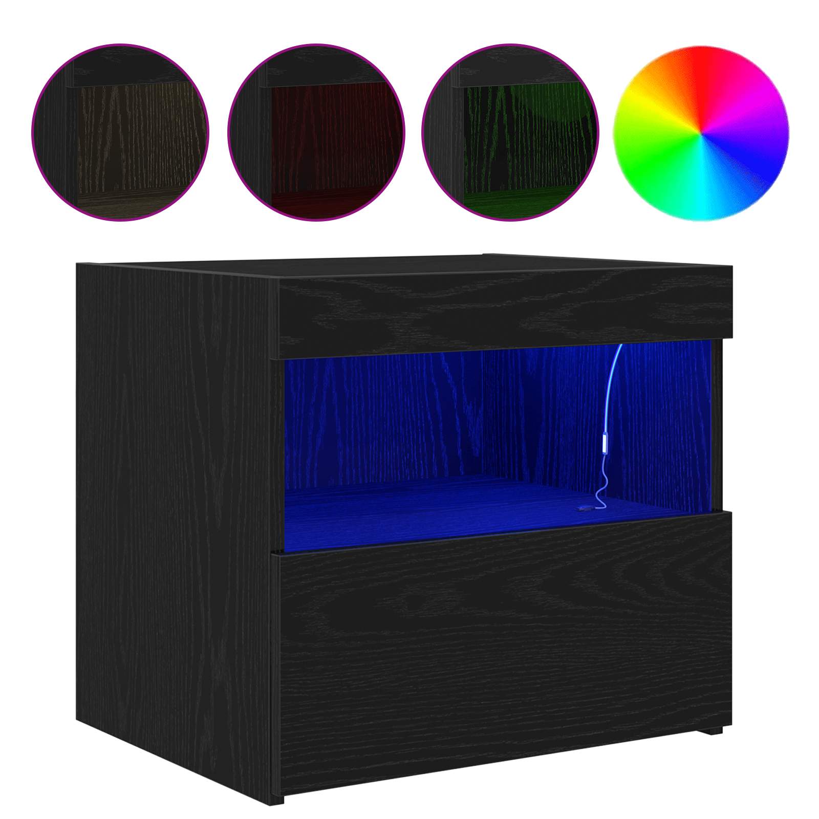 Yöpöytäkaappi Musta tammi. 50 x 40 x 45 cm Tekninen puu