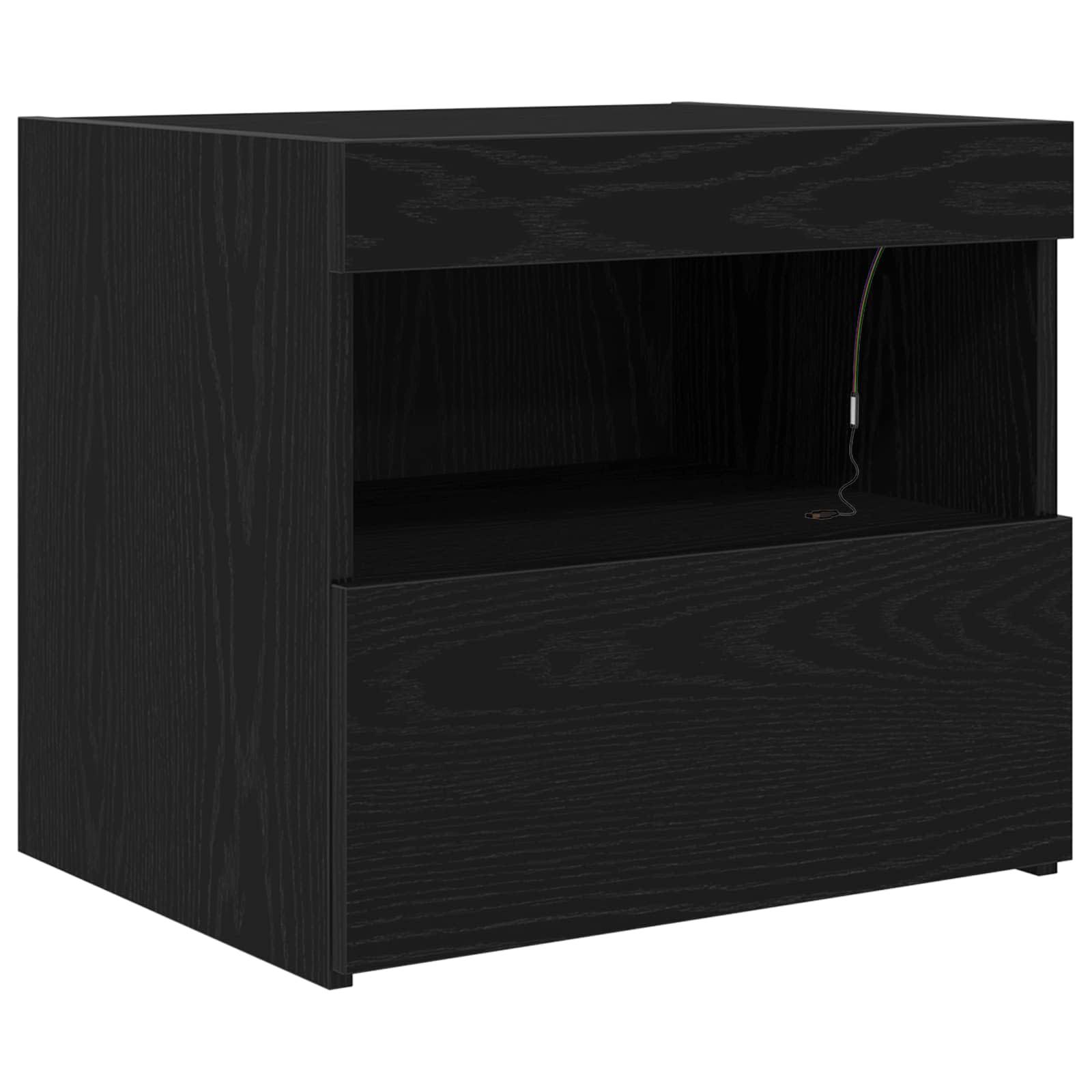 VidaXL Nachtkastje Met Lade Zwart Eiken 50 X 40 X 45 Cm Bewerkt Hout