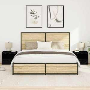 Nočna omarica s predalom 2 pcs Črna Orehovina 50 x 40 x 45 cm