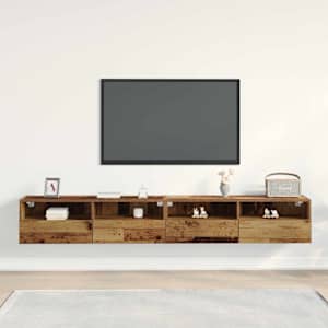 TV wall cabinet Nástěnný 2 pcs Staré dřevo 100 x 30 x 30 cm - obrázek 4