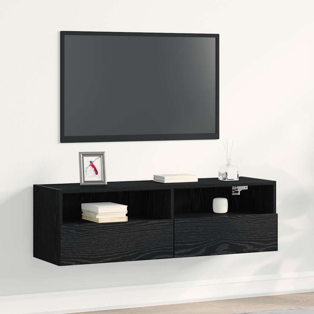TV-Wandschrank Schwarz Eiche 100x30x30 cm Holzwerkstoff
