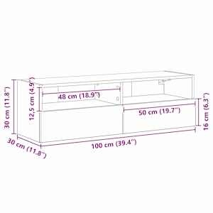 TV wall cabinet Černý dub 100 x 30 x 30 cm kompozitní dřevo - obrázek 12