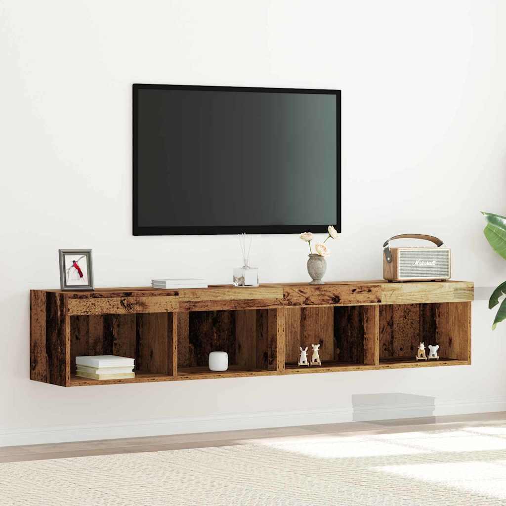 TV-Wandschränke mit LED-Leuchten 2 Stk. Altholz 80x30x30 cm