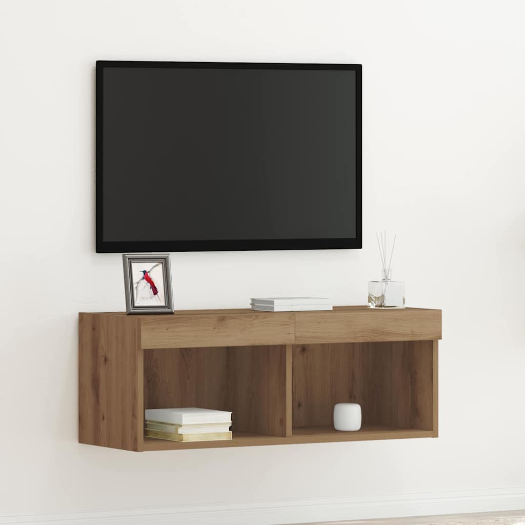 TV nástenná skrinka s LED svetlami Artisan Dub 80x30x30 cm 862202