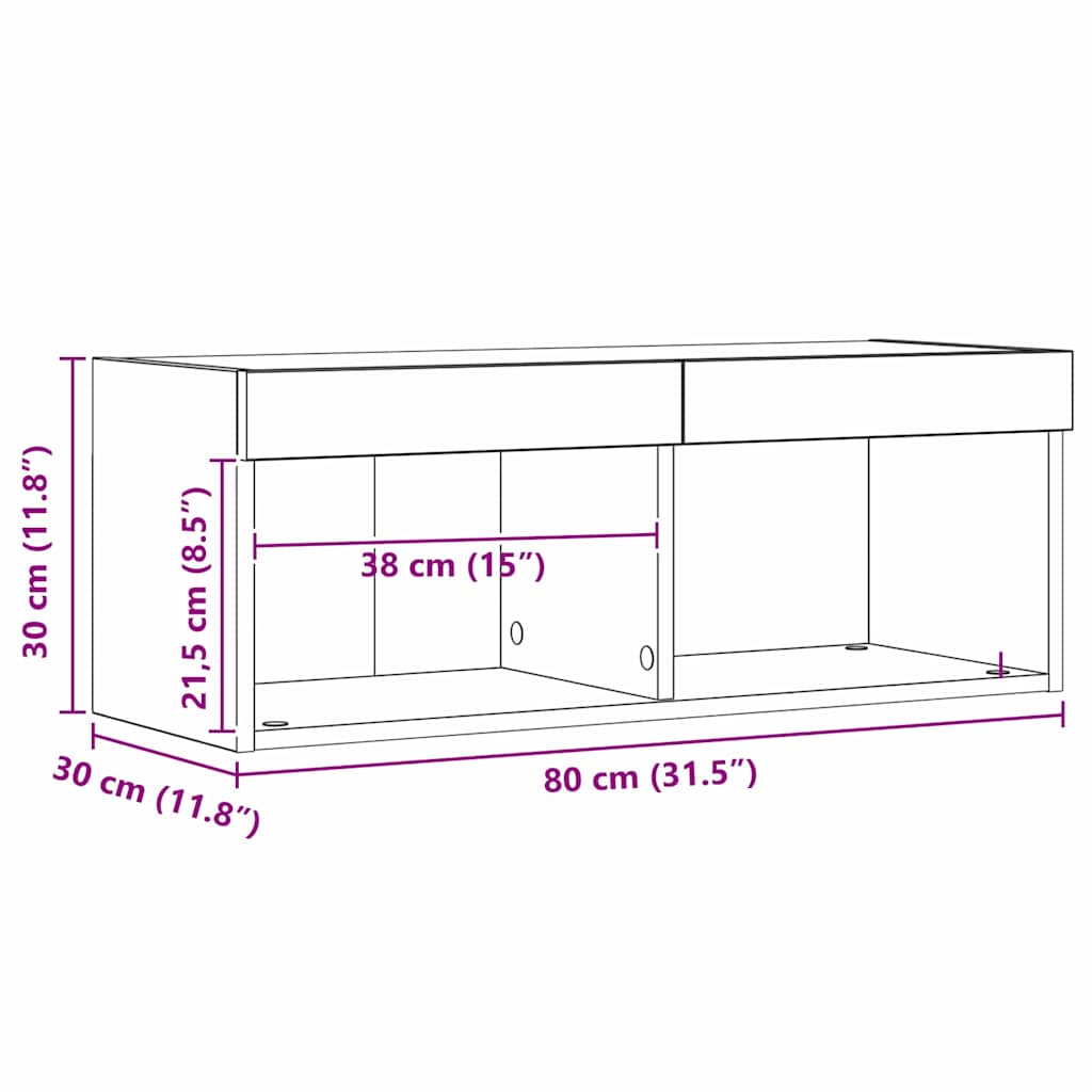 Sestava TV skříněk s LED 2 pcs Černý dub 80 x 30 x 30 cm - obrázek 15