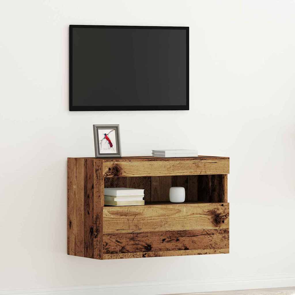 TV Seina Kapid LED Tuledega Vana Puu 60x30x40 cm