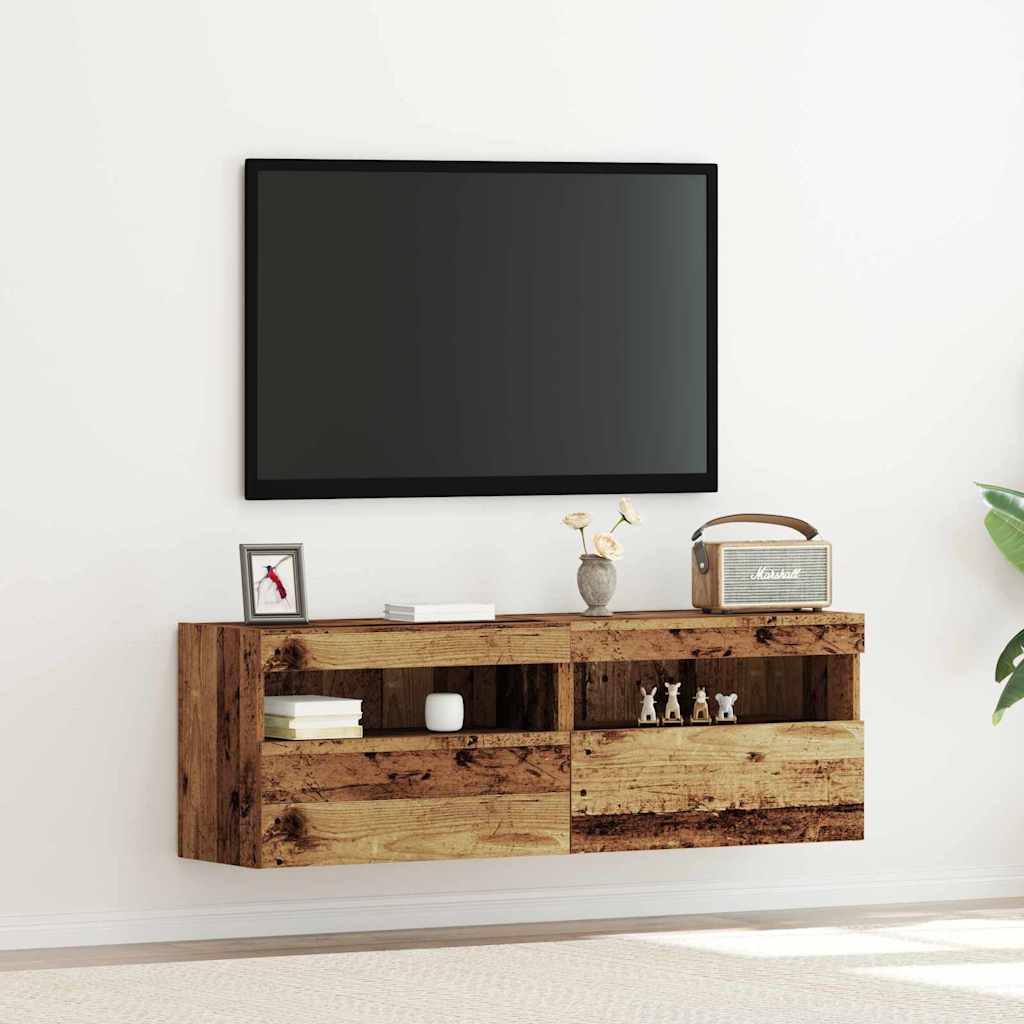 TV seina kapid LED-valgusega 2 tk Vanapuit 60x30x40 cm