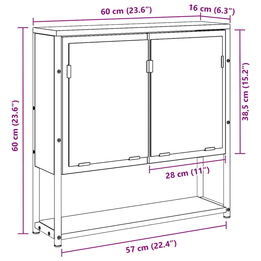 Bathroom Mirror Cabinet Wall Mounted Storage Cabinet Engineered Wood vidaXL - Picture 28 of 75