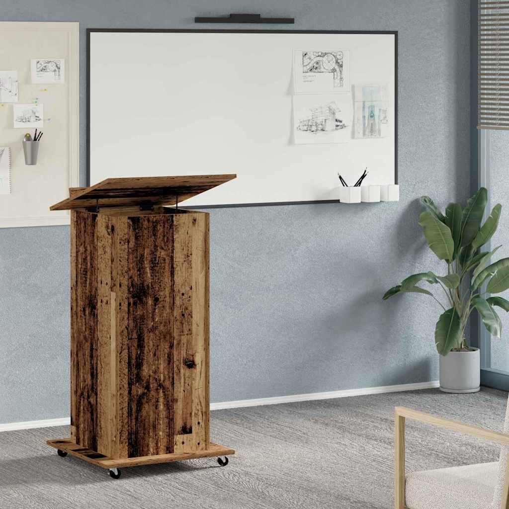 Podium de présidence vidaXL avec roues en bois ancien et bois d'ingénierie